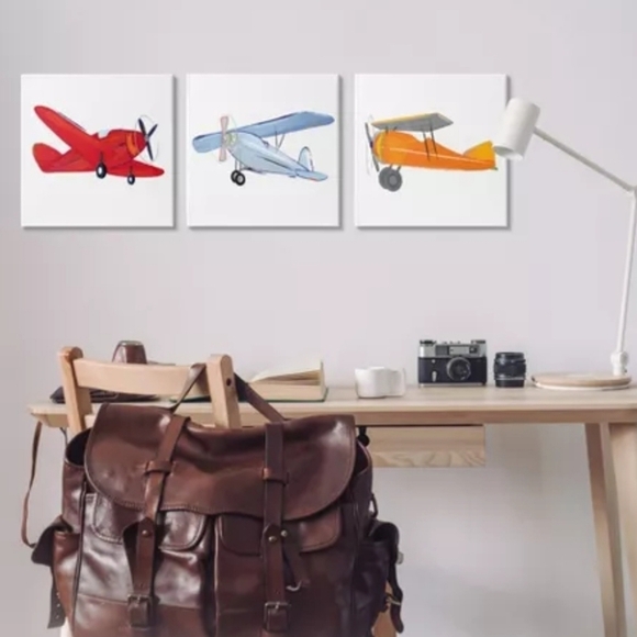 Stupell Industries Triple Colorful Airplanes Drawing 14